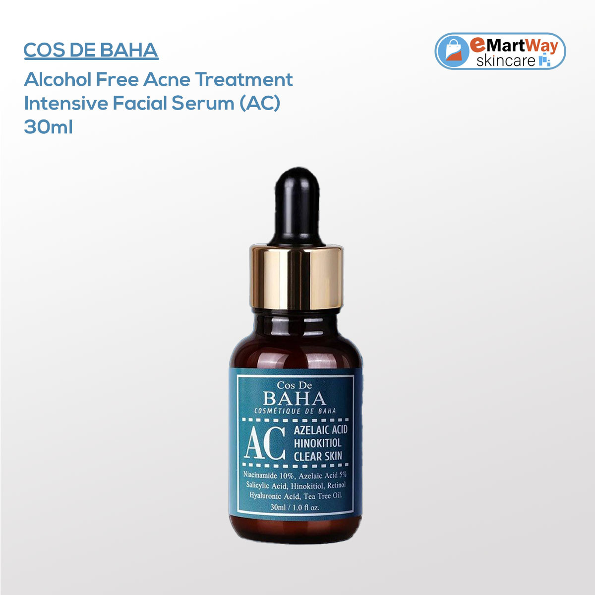 Cos De BAHA Alcohol Free Acne Treatment Intensive Facial Serum (AC) 30ml