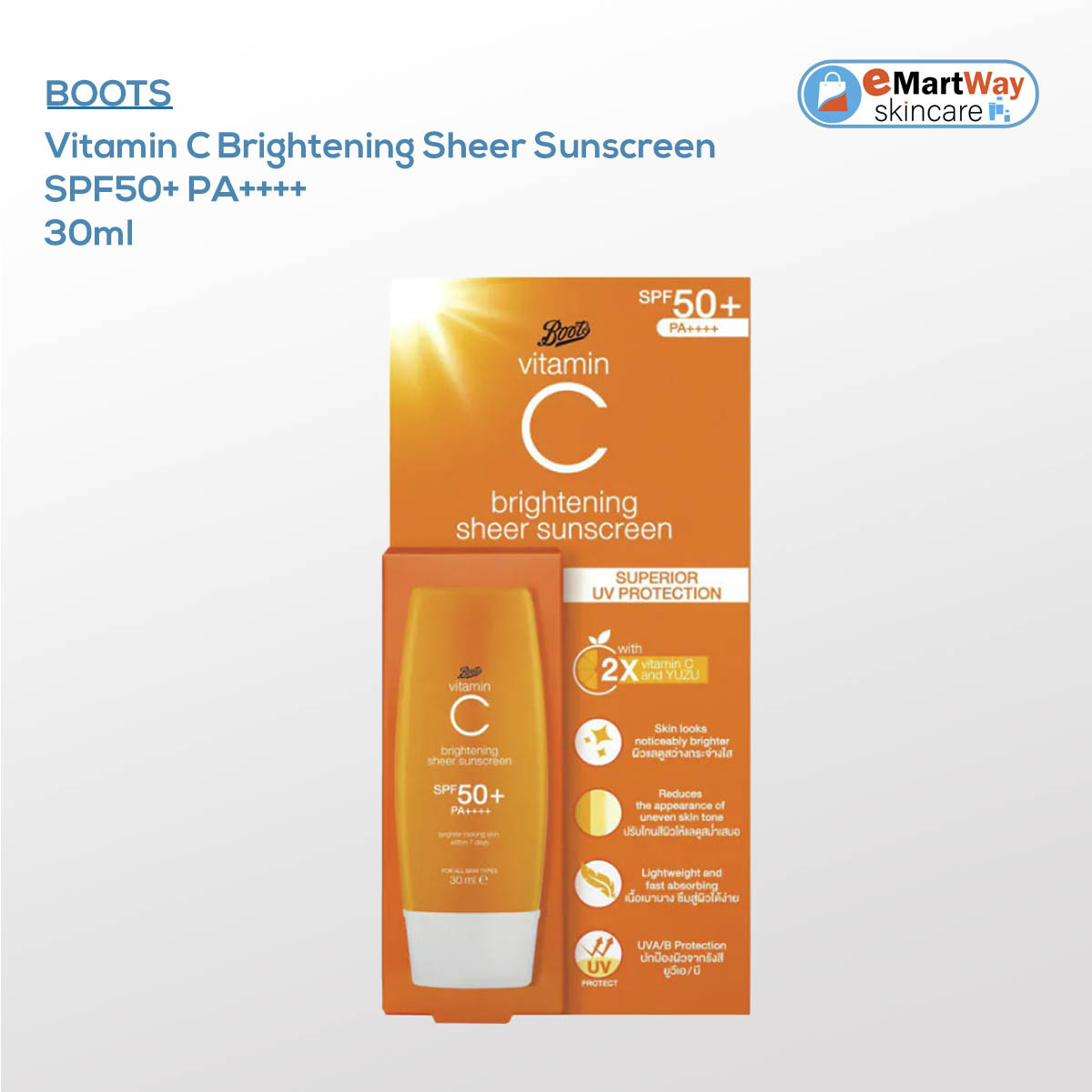 Boots Vitamin C Brightening Sheer Sunscreen SPF50+ PA++++