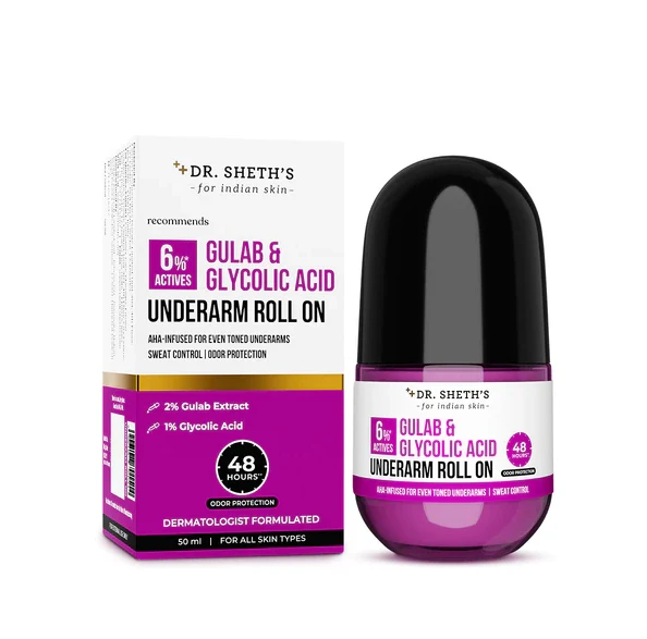 Dr. Sheth’s Gulab & Glycolic Acid Underarm Roll On 50ml