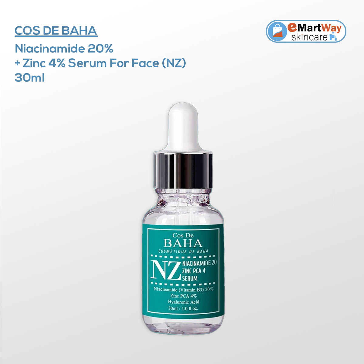 Cos De BAHA Niacinamide 20% + Zinc 4% Serum For Face (NZ) 30ml