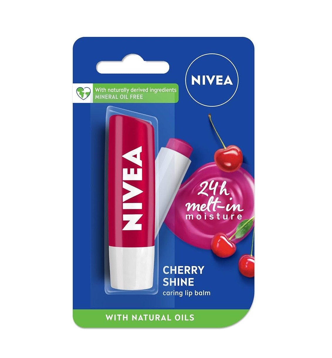 Nivea Lip Care Cherry Shine With Natural Oils Lip Balm 4.8g