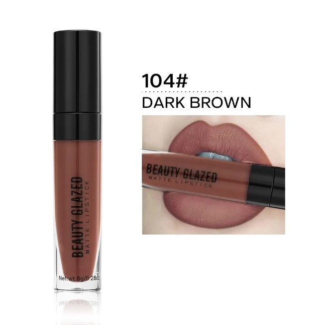 Beauty Glazed Matte Lipstick (104- Dark Brown) 8g