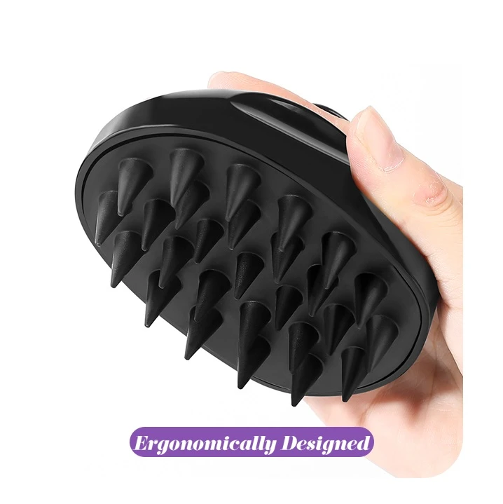 SWEET BEAUTY Silicone Hair Scalp Massager Shampoo Brush Black